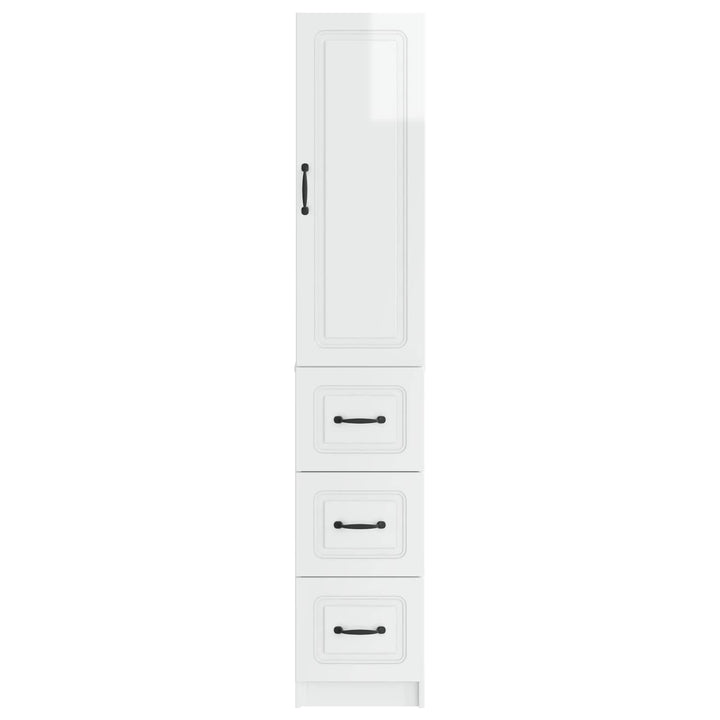Skab Sæt 2 pcs Hvid højglans 33 x 34,5 x 87 cm Konstrueret træ