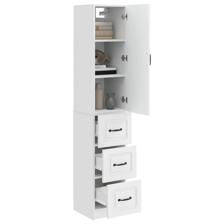 Skab Sæt 2 pcs Hvid højglans 33 x 34,5 x 87 cm Konstrueret træ