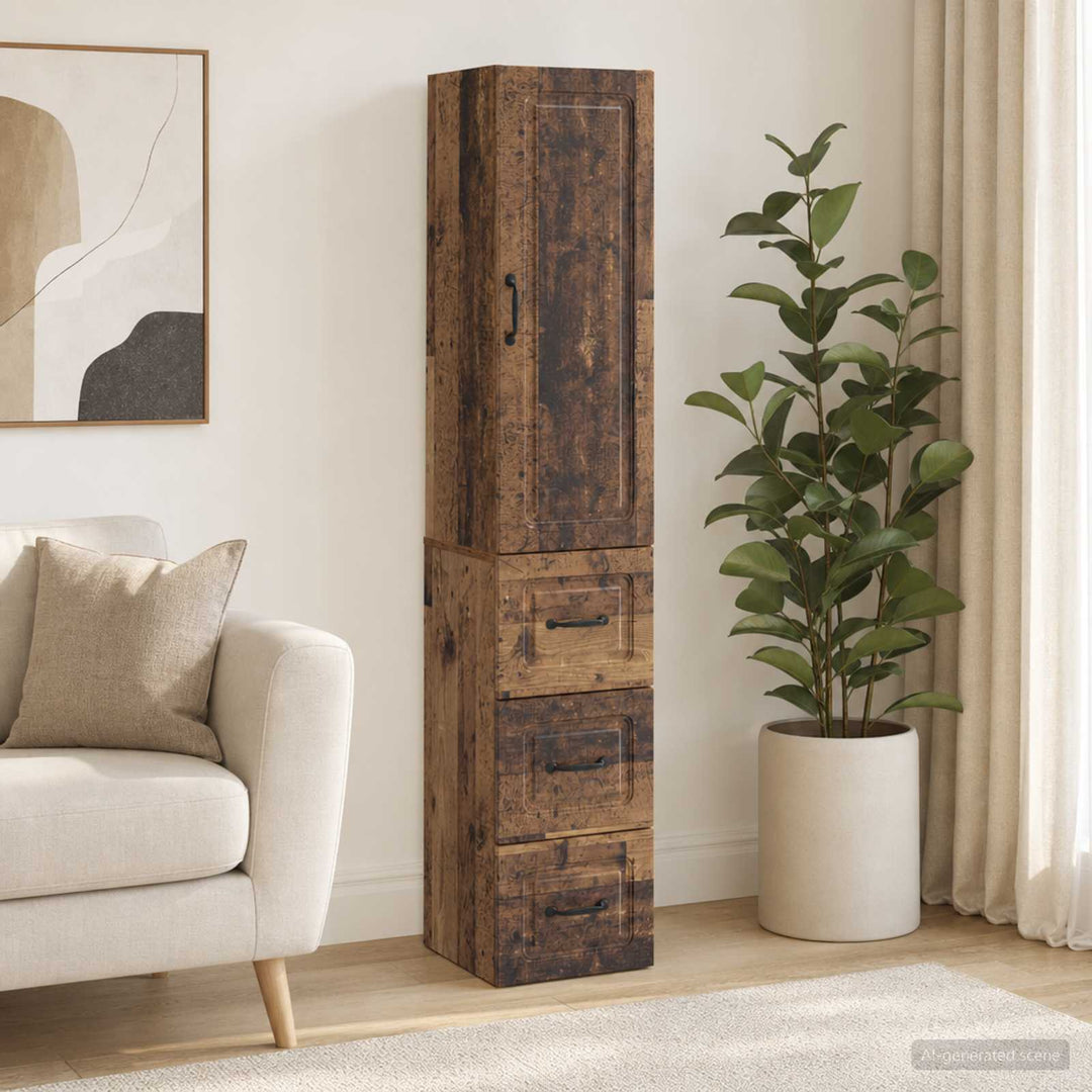 Skab Sæt 2 pcs Gammelt træ 33 x 34,5 x 87 cm Konstrueret træ