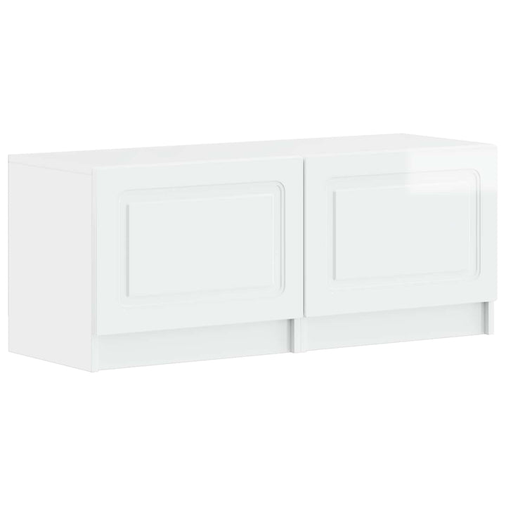 5-delt LED TV-skab Hvid højglans Konstrueret træ