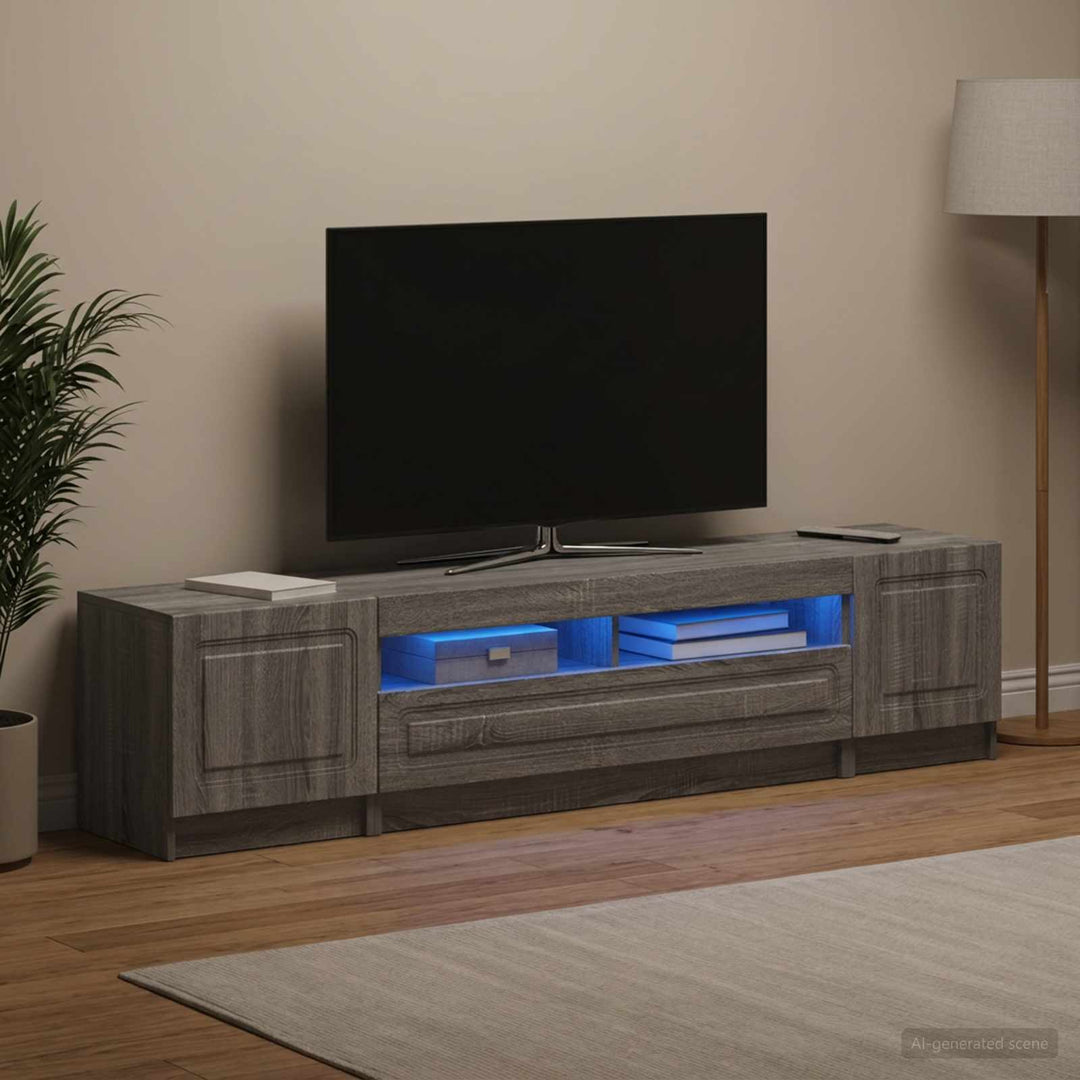 LED TV-skab UTRECHT 3 stk. Grå Sonoma Konstrueret træ