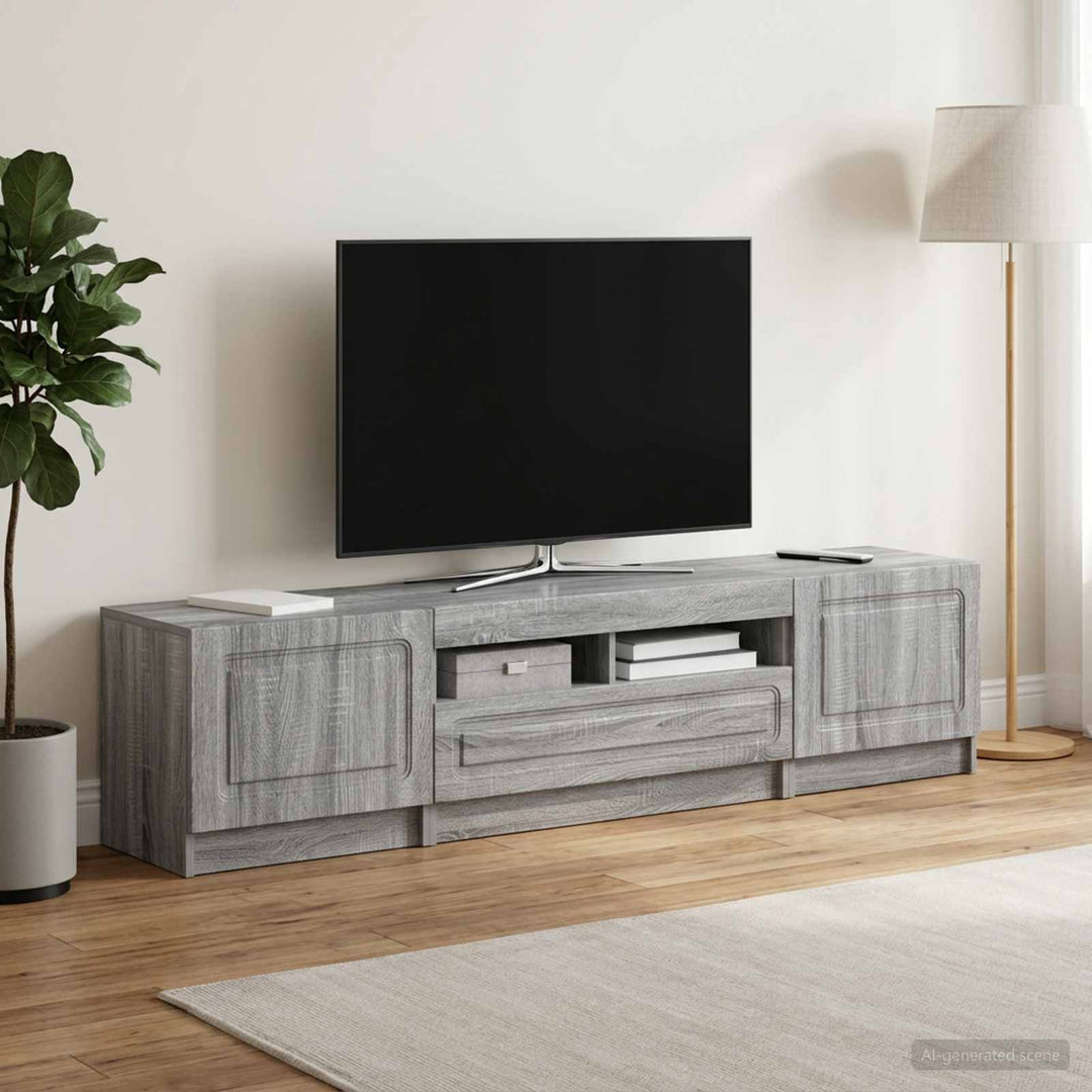 LED TV-skab UTRECHT 3 stk. Grå Sonoma Konstrueret træ