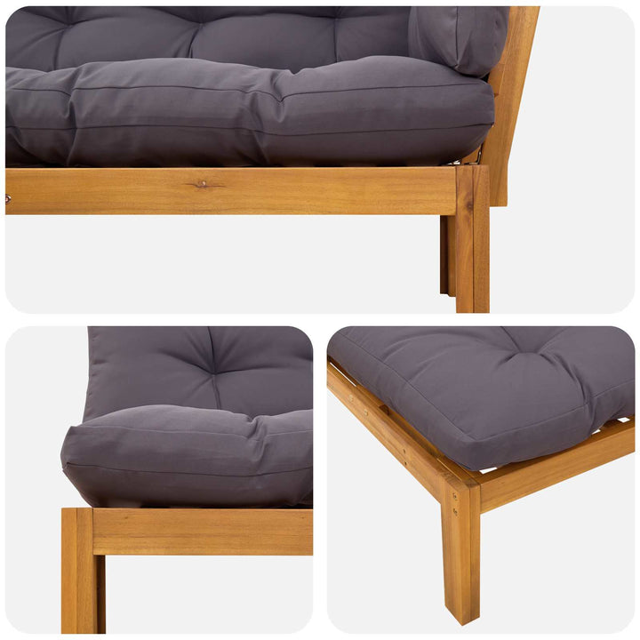 Hjørne Sofa Enhed Naturlig og mørk grå Akacietræ
