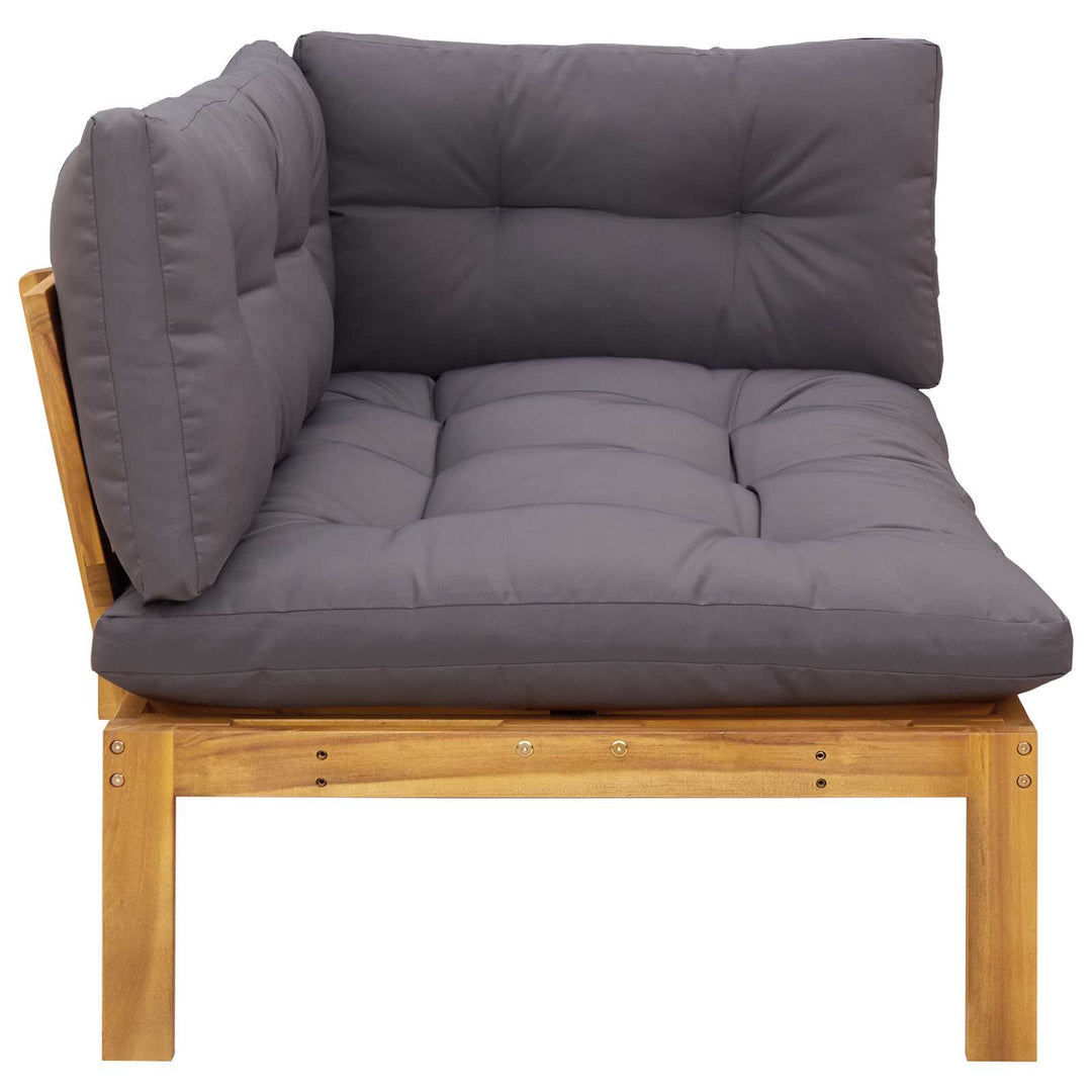 Hjørne Sofa Enhed Naturlig og mørk grå Akacietræ