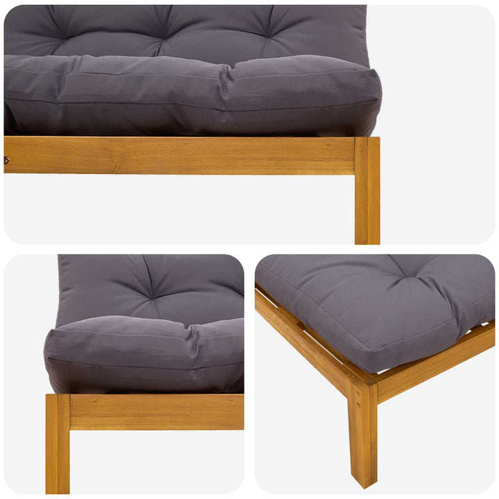 Midter Sofa Enhed Naturlig og mørk grå Akacietræ