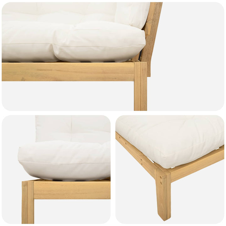Hjørne Sofa Enhed Lys Akacie og Cream Hvid Akacietræ