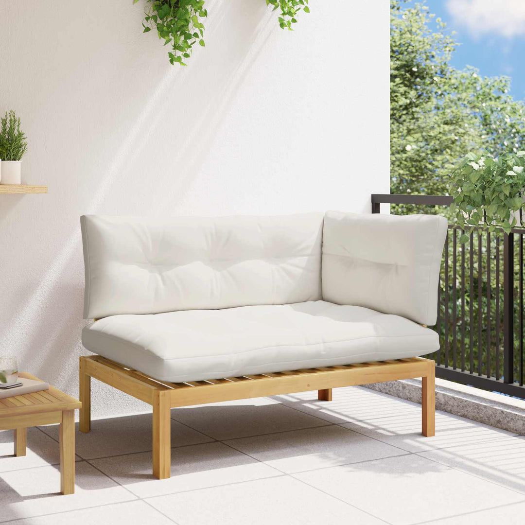 Hjørne Sofa Enhed Lys Akacie og Cream Hvid Akacietræ