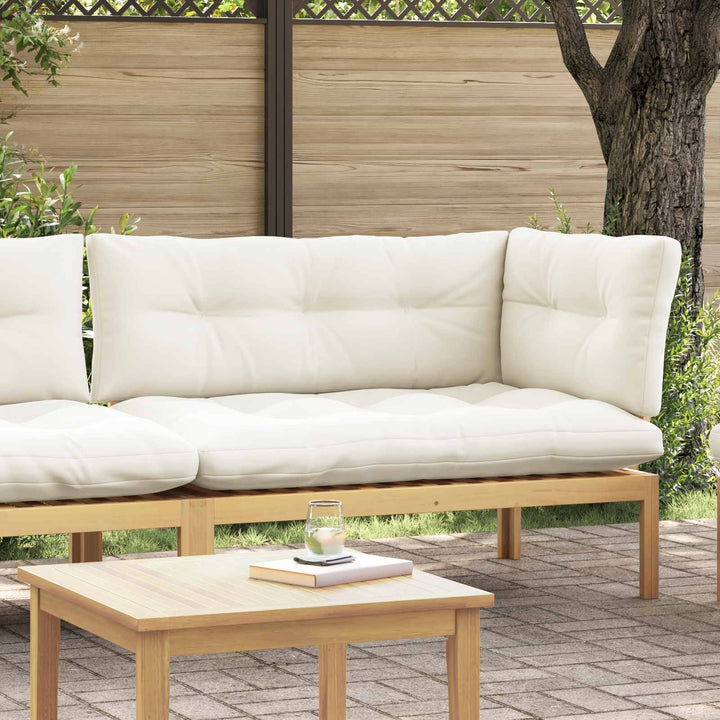 Hjørne Sofa Enhed Lys Akacie og Cream Hvid Akacietræ