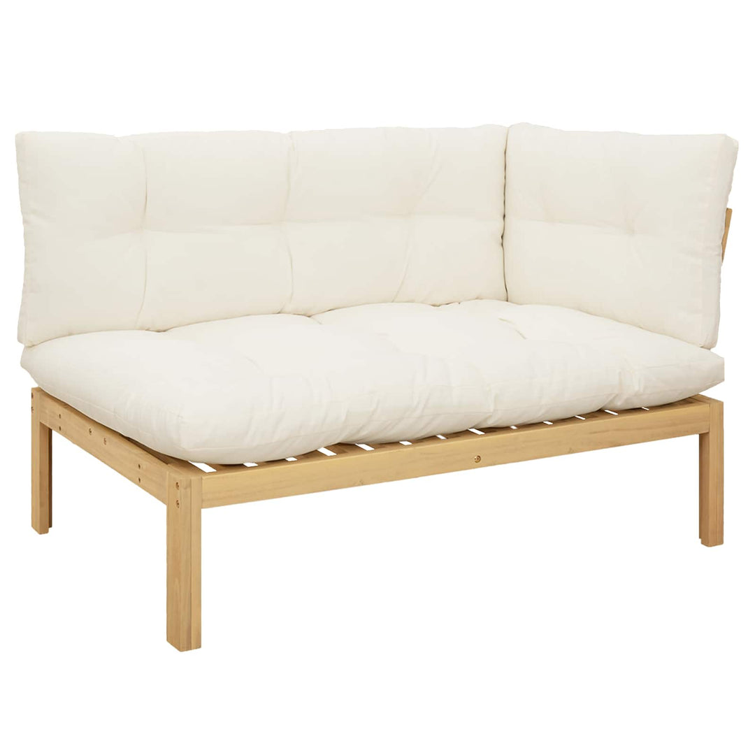 Hjørne Sofa Enhed Lys Akacie og Cream Hvid Akacietræ