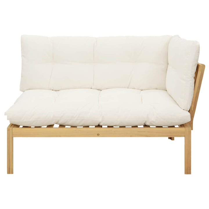 Hjørne Sofa Enhed Lys Akacie og Cream Hvid Akacietræ