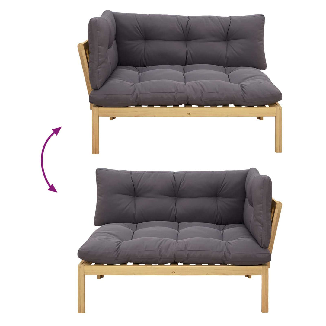 Hjørne Sofa Enhed Lys Akacie og Mørke Grå Akacietræ