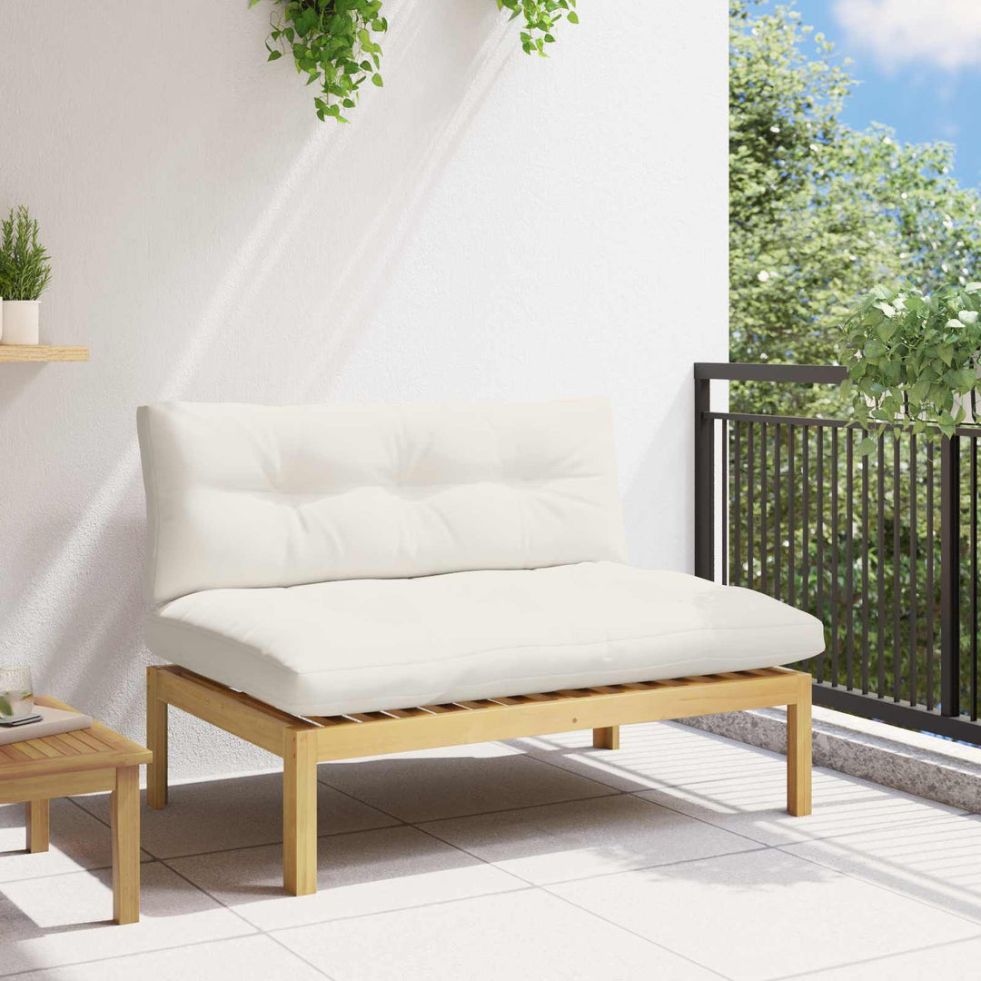 Midter Sofa Enhed Lys Akacie og Cream Hvid Akacietræ