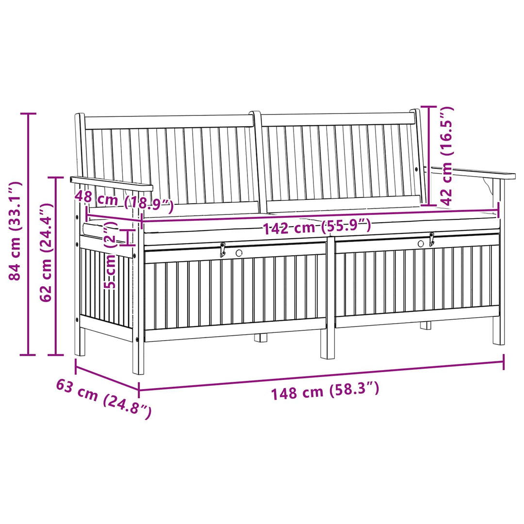Opbevaringsbænk 2 -Seater 148 x 63 x 84 cm Rektangulær