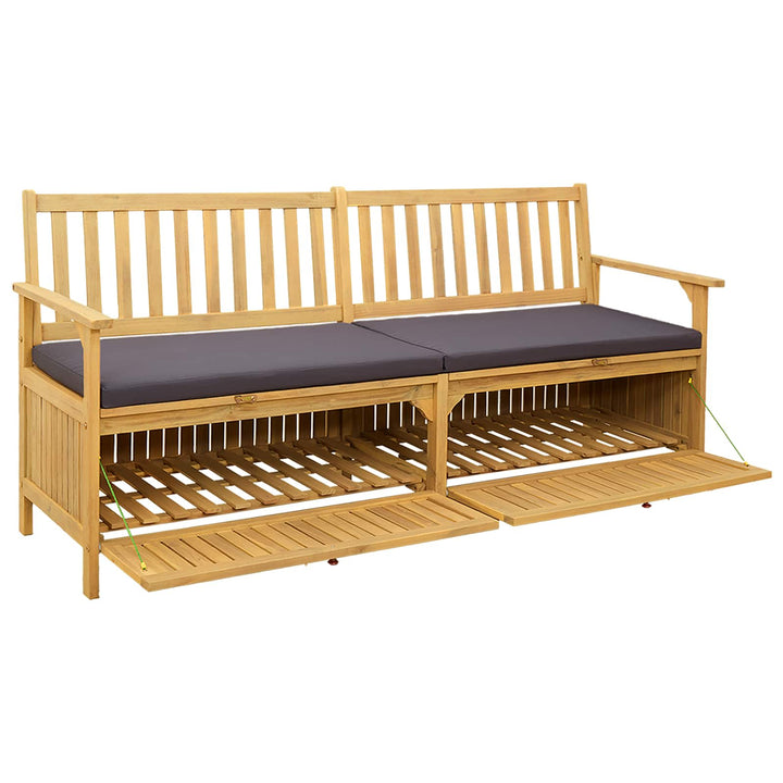 Opbevaringsbænk med pude med opbevaring 170 x 63 x 84 cm
