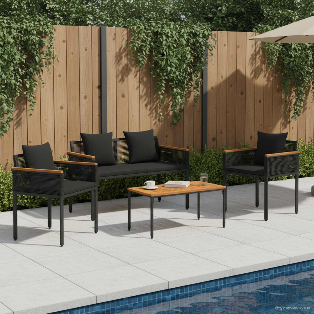 Have møbel sæt 4 stk. Sort polyrattan