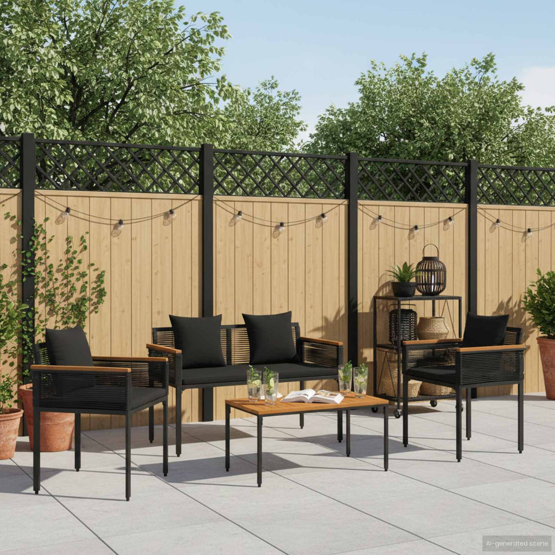 Have møbel sæt 4 stk. Sort polyrattan