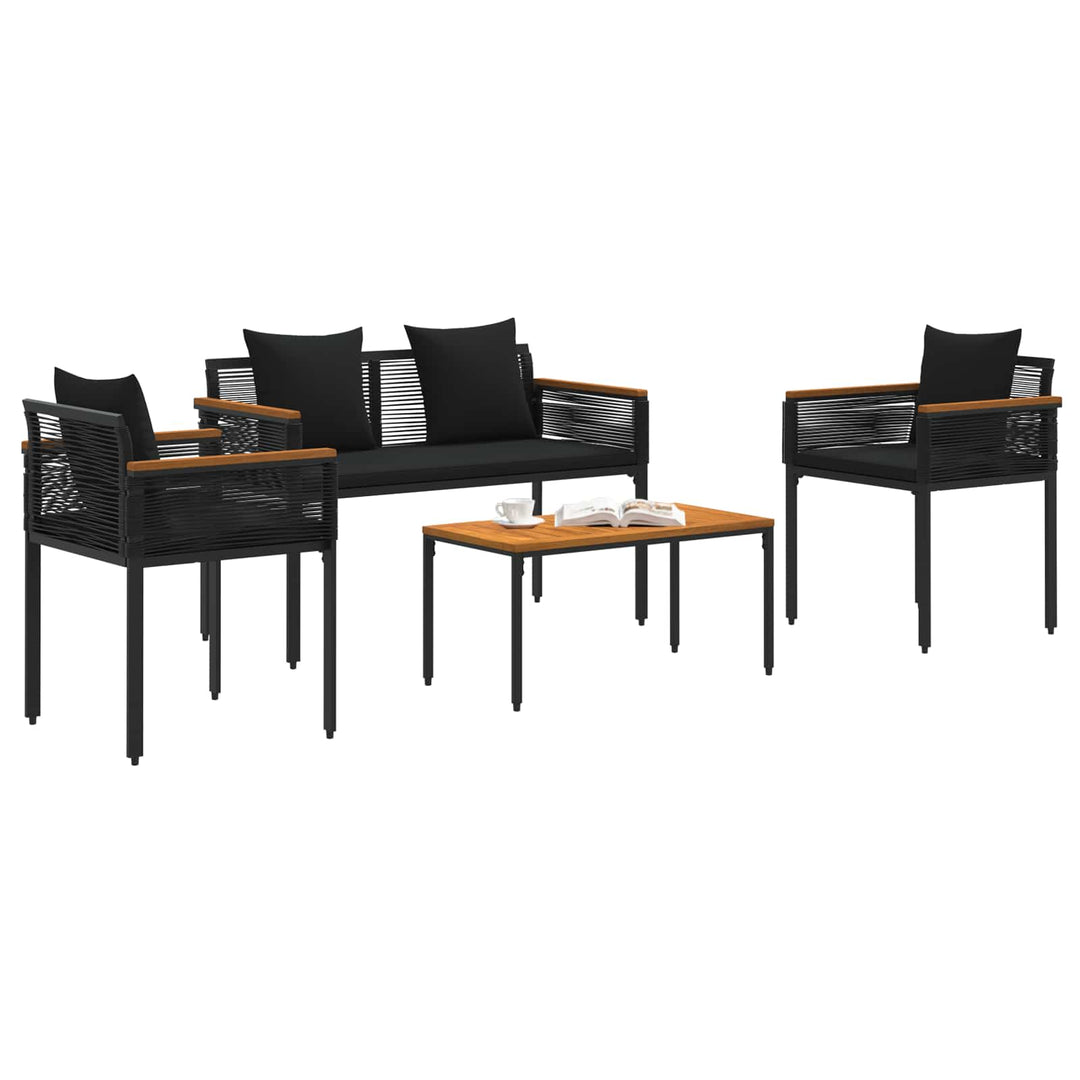 Have møbel sæt 4 stk. Sort polyrattan