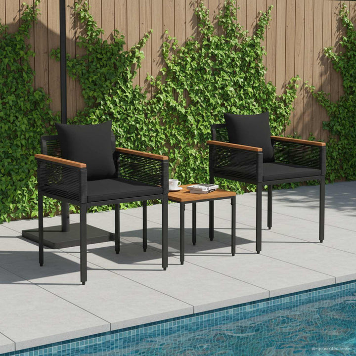 Have møbel sæt med pude Sort polyrattan