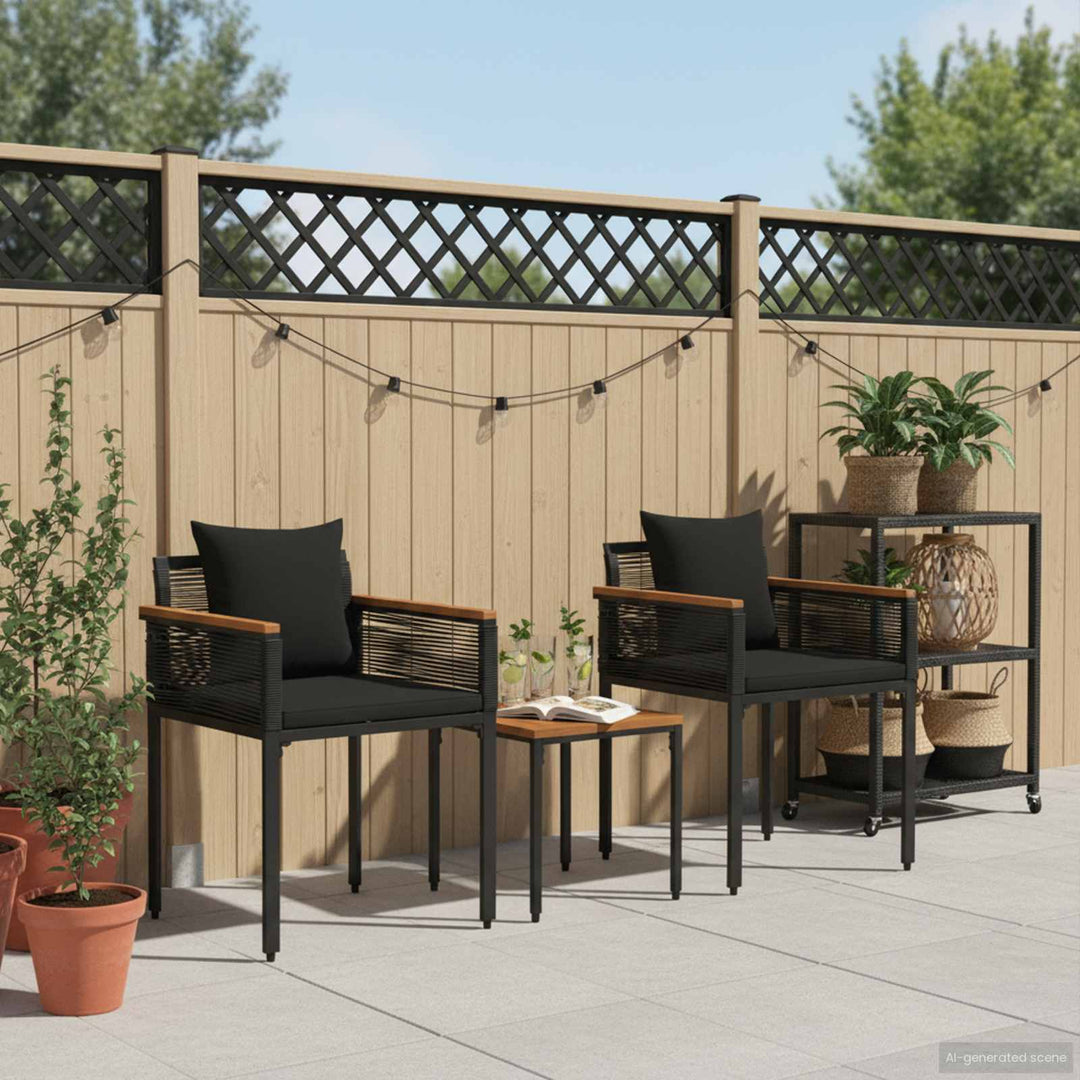 Have møbel sæt med pude Sort polyrattan