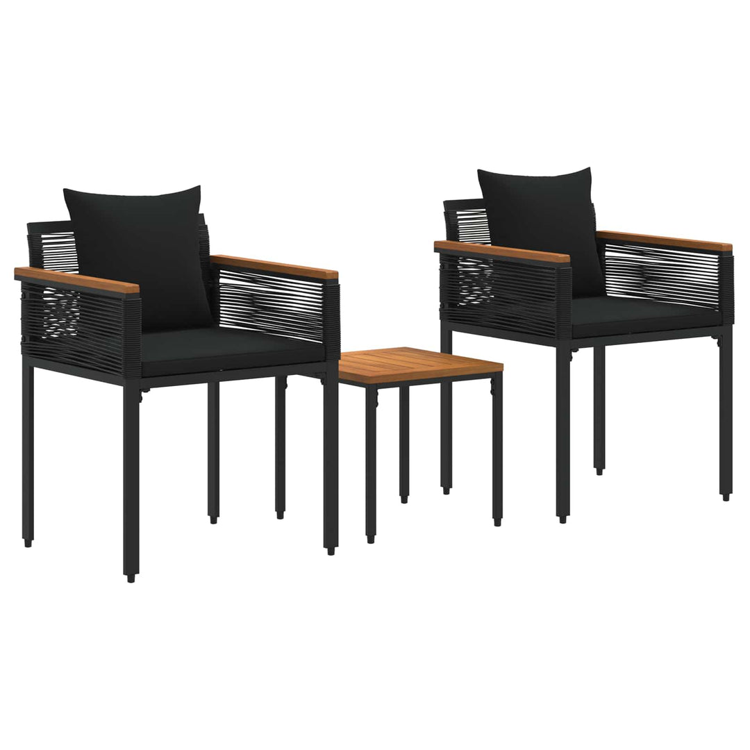 Have møbel sæt med pude Sort polyrattan