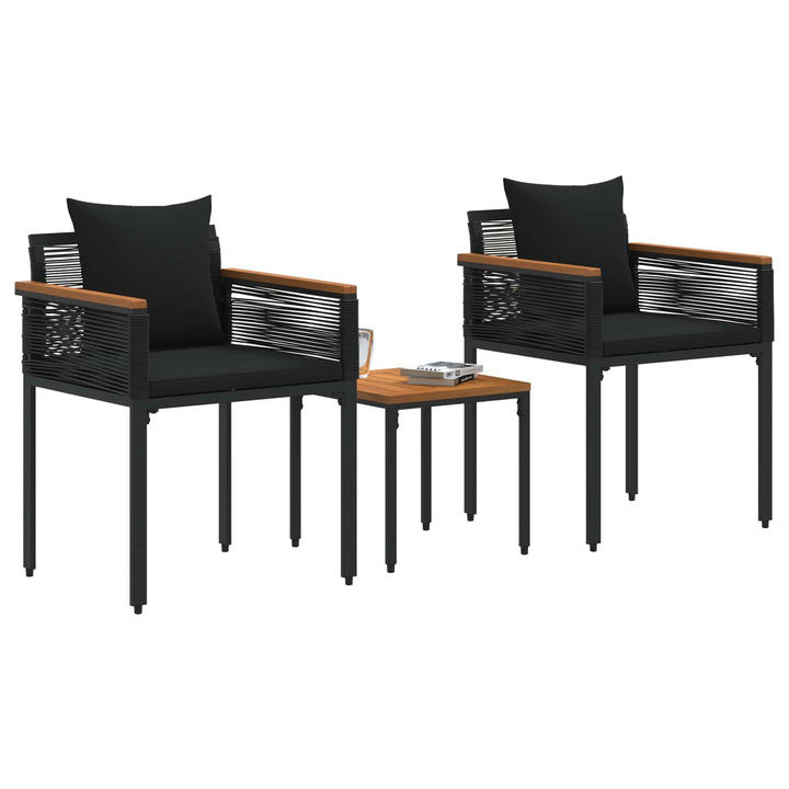Have møbel sæt med pude Sort polyrattan