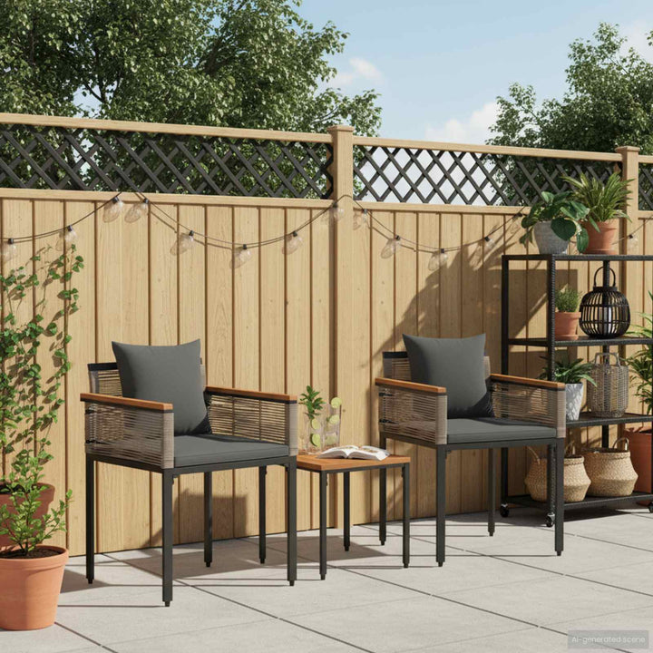 Have møbel sæt med pude Grå og Mørkegrå polyrattan