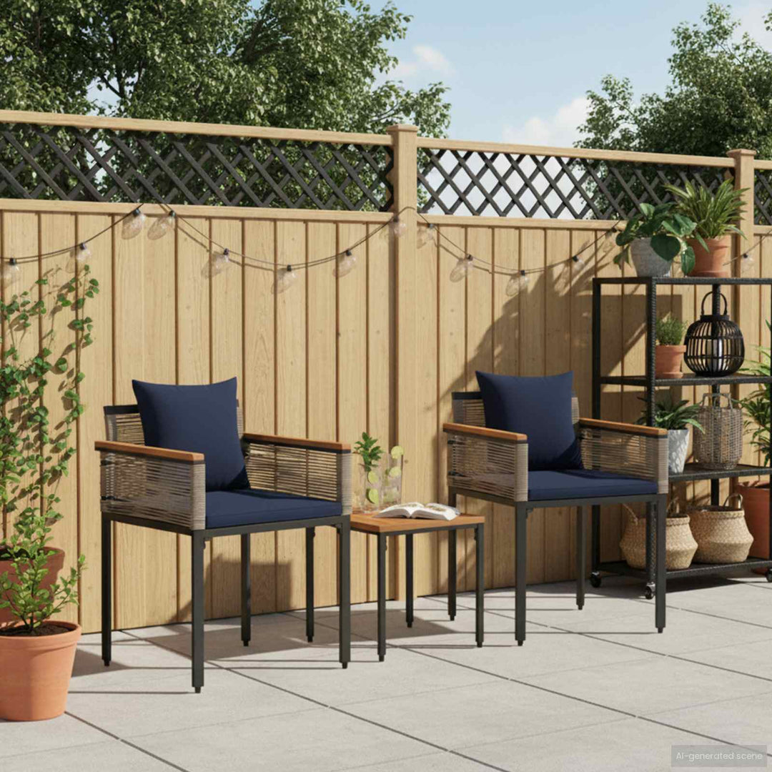 Have møbel sæt med pude Grå og Marineblå polyrattan