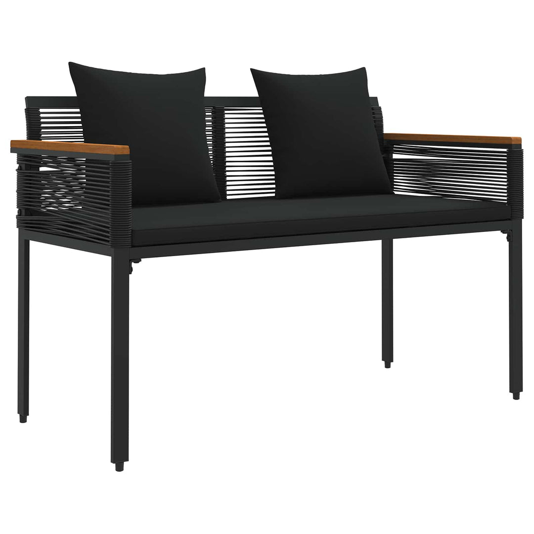 Udendørs bænk 2 -Seater 117 x 54 x 74.5 cm polyrattan Sort