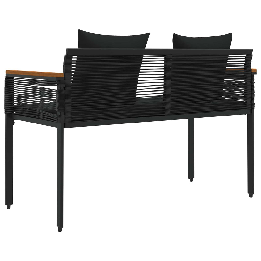 Udendørs bænk 2 -Seater 117 x 54 x 74.5 cm polyrattan Sort