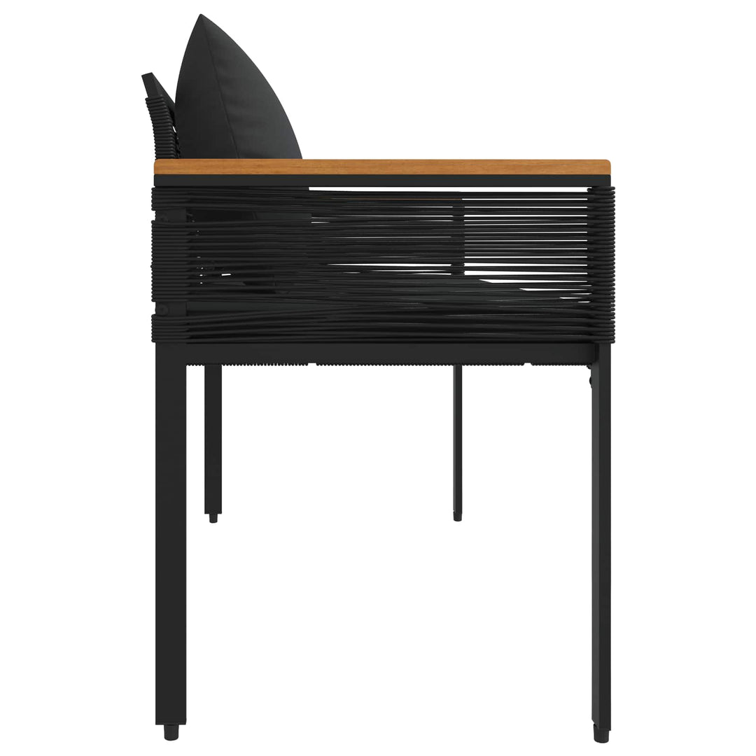 Udendørs bænk 2 -Seater 117 x 54 x 74.5 cm polyrattan Sort
