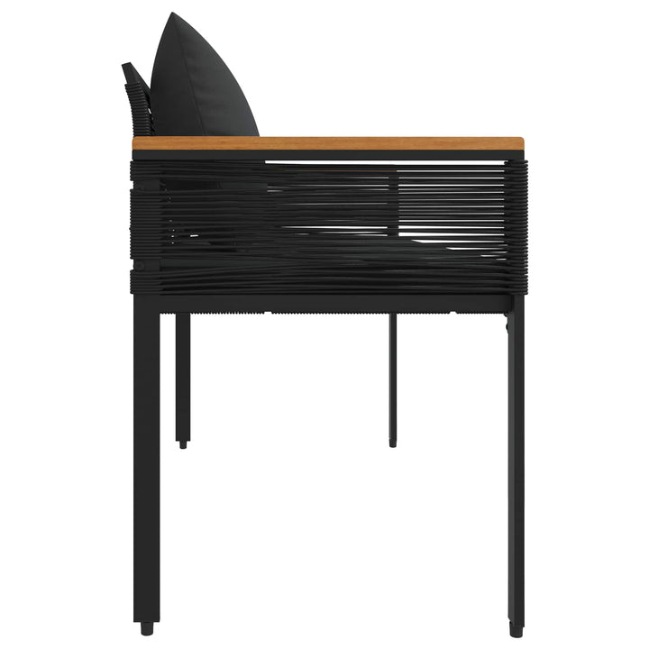 Udendørs bænk 2 -Seater 117 x 54 x 74.5 cm polyrattan Sort