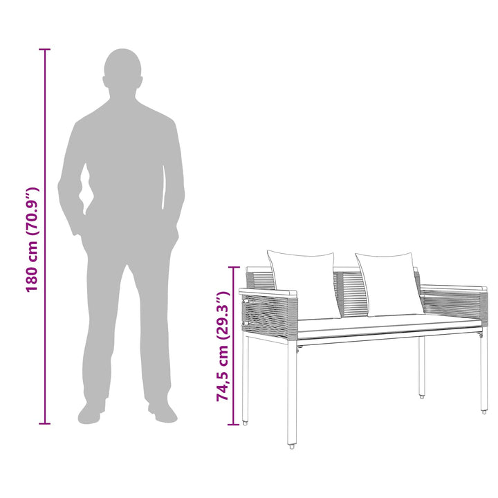 Udendørs bænk 2 -Seater 117 x 54 x 74.5 cm polyrattan