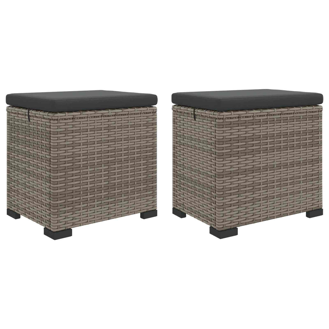 Have Fodstøtte med Pude 2 pcs Grå polyrattan