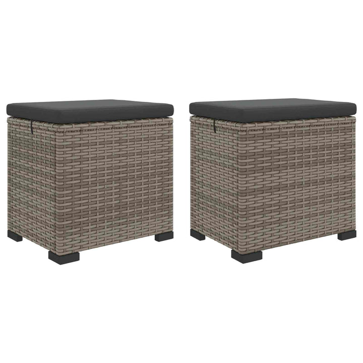 Have Fodstøtte med Pude 2 pcs Grå polyrattan