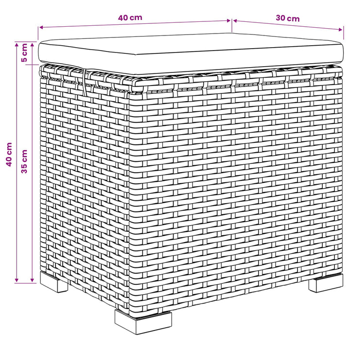 Have Fodstøtte med Pude 2 pcs Grå polyrattan