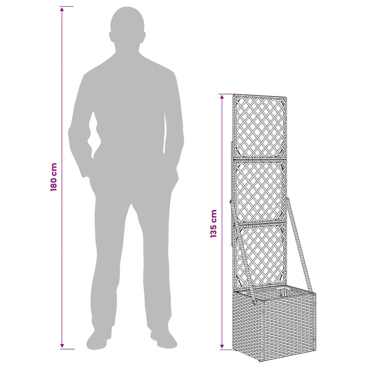 Havekrukke med trellis Grå 35 x 30 x 135 cm polyrattan