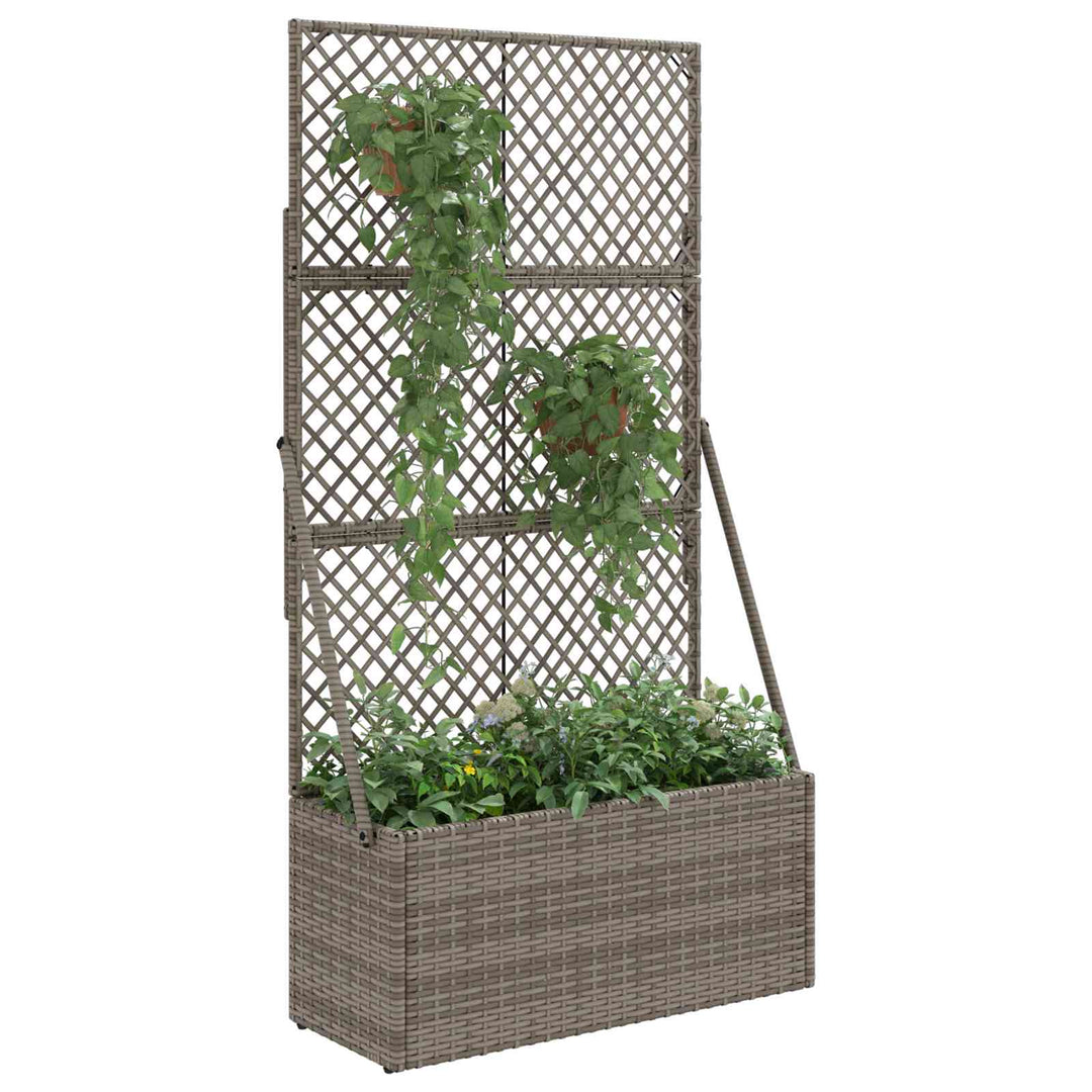 Havekrukke med trellis Grå 70 x 30 x 135 cm polyrattan