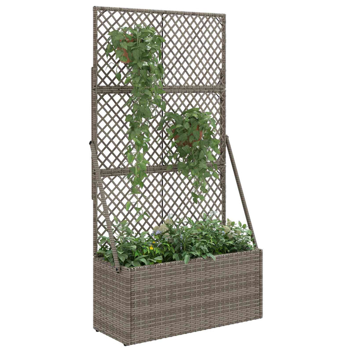 Havekrukke med trellis Grå 70 x 30 x 135 cm polyrattan