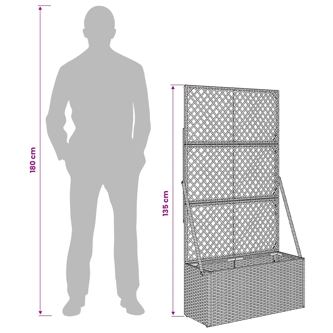 Havekrukke med trellis Grå 70 x 30 x 135 cm polyrattan