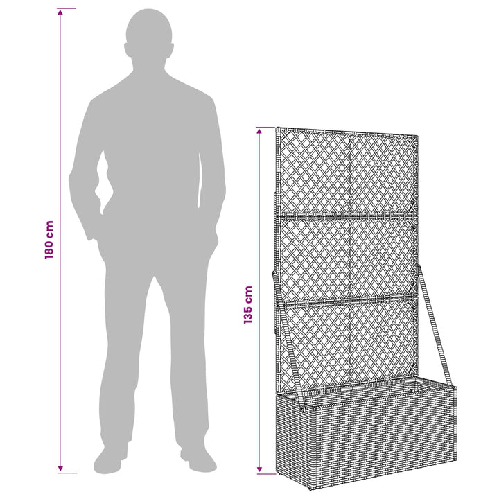 Havekrukke med trellis Grå 70 x 30 x 135 cm polyrattan