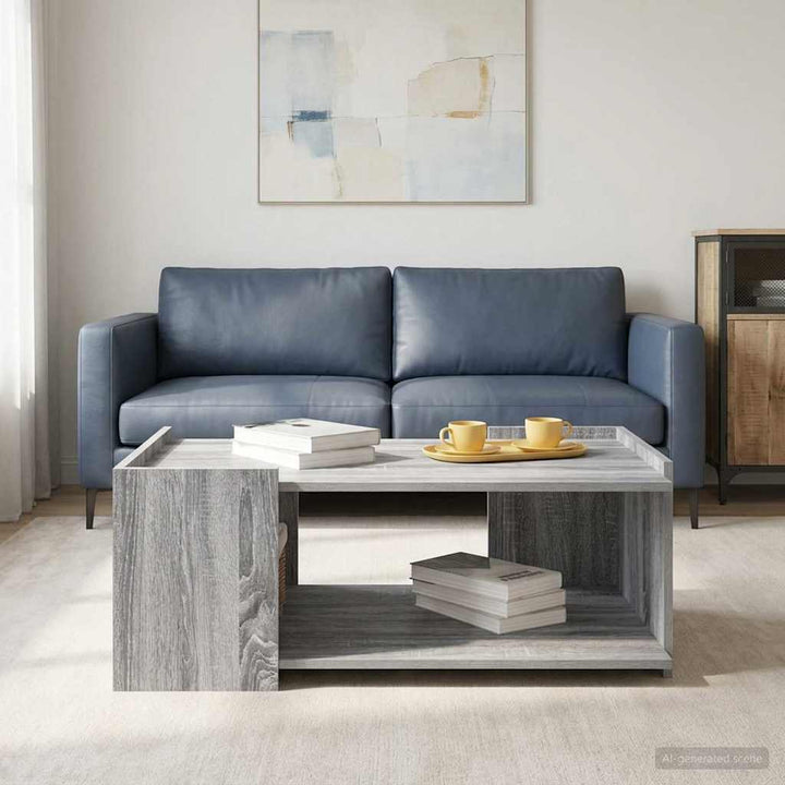 Sofabord Grå sonoma-eg 90 x 50 x 33 cm Konstrueret træ