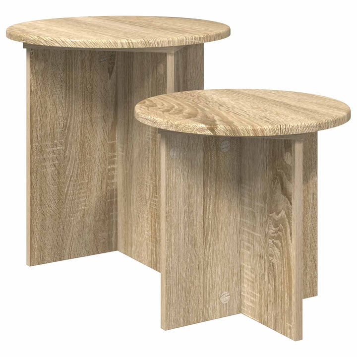Sidebordssæt med opbevaring 2 pcs Sonoma-eg Konstrueret træ
