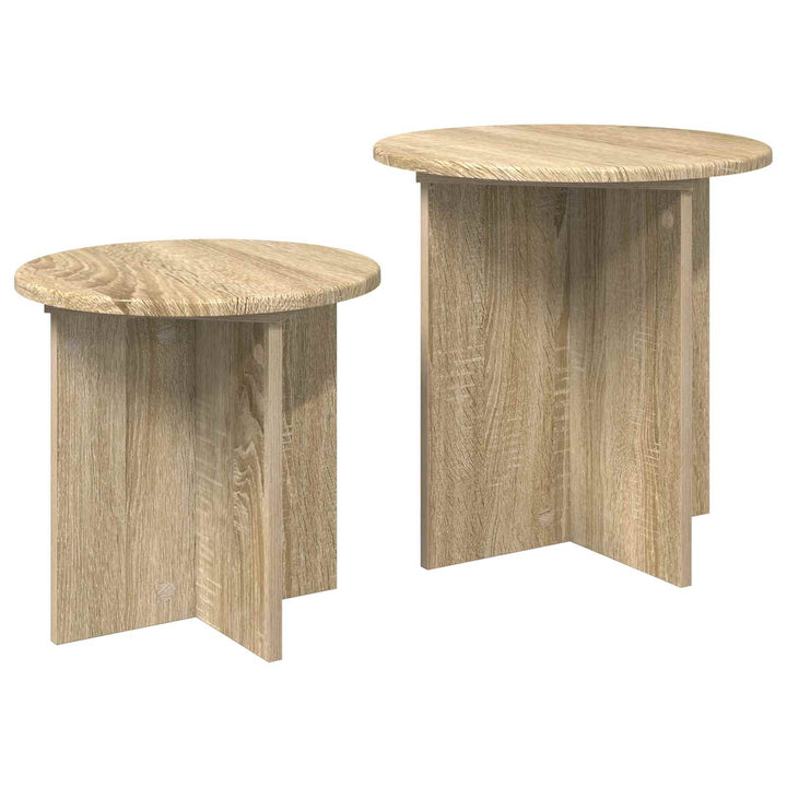 Sidebordssæt med opbevaring 2 pcs Sonoma-eg Konstrueret træ