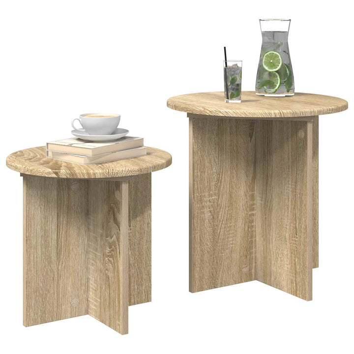 Sidebordssæt med opbevaring 2 pcs Sonoma-eg Konstrueret træ