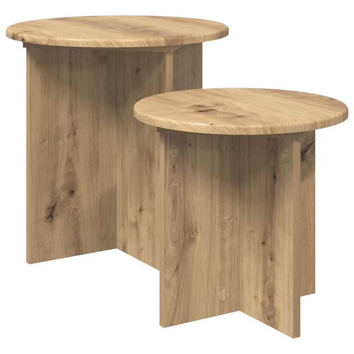 Sidebordssæt 2 stk. Artisan-eg Ø 45 x 45 cm Konstrueret træ