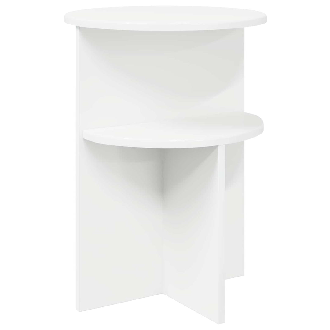 Sidebord med opbevaring Hvid Ø 39,5 x 55 cm Konstrueret træ