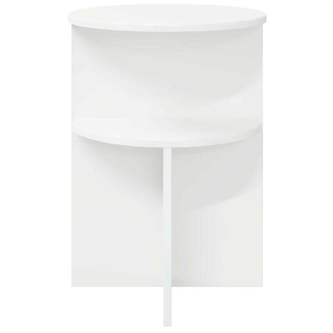 Sidebord med opbevaring Hvid Ø 39,5 x 55 cm Konstrueret træ