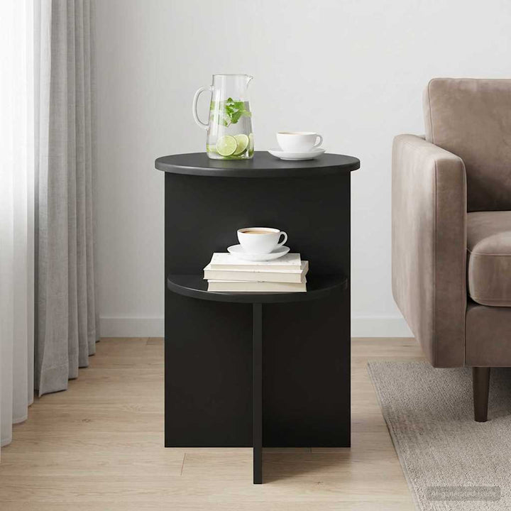 Sidebord Sort Ø 39,5 x 55 cm Konstrueret træ