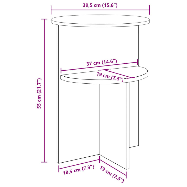 Sidebord Sort Ø 39,5 x 55 cm Konstrueret træ
