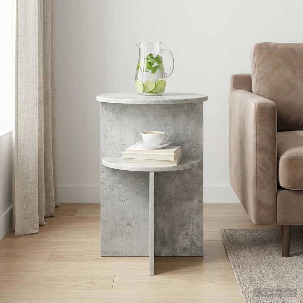 Sidebord med opbevaring Betongrå Ø 39,5 x 55 cm Konstrueret træ